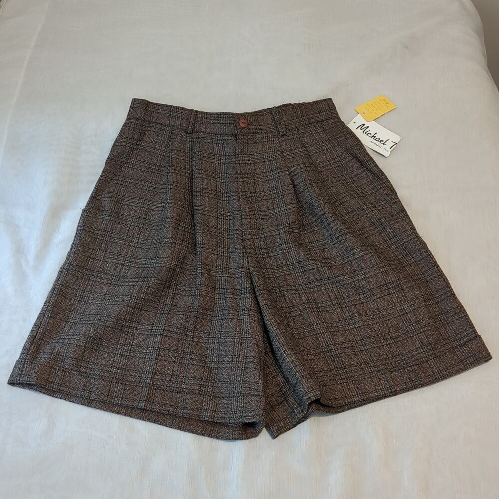 Vintage Plaid Shorts Women M Brown Plaid Made USA Preppy Academia New